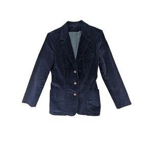 VTG Country Suburbans Corduroy Blazer Womens 10 Navy Retro 70s 90s Dark Academia